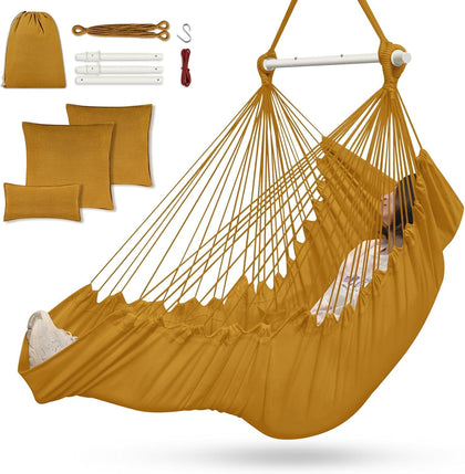 Outerman hammock chair with foot rest offers ergonomic outdoor lounging.