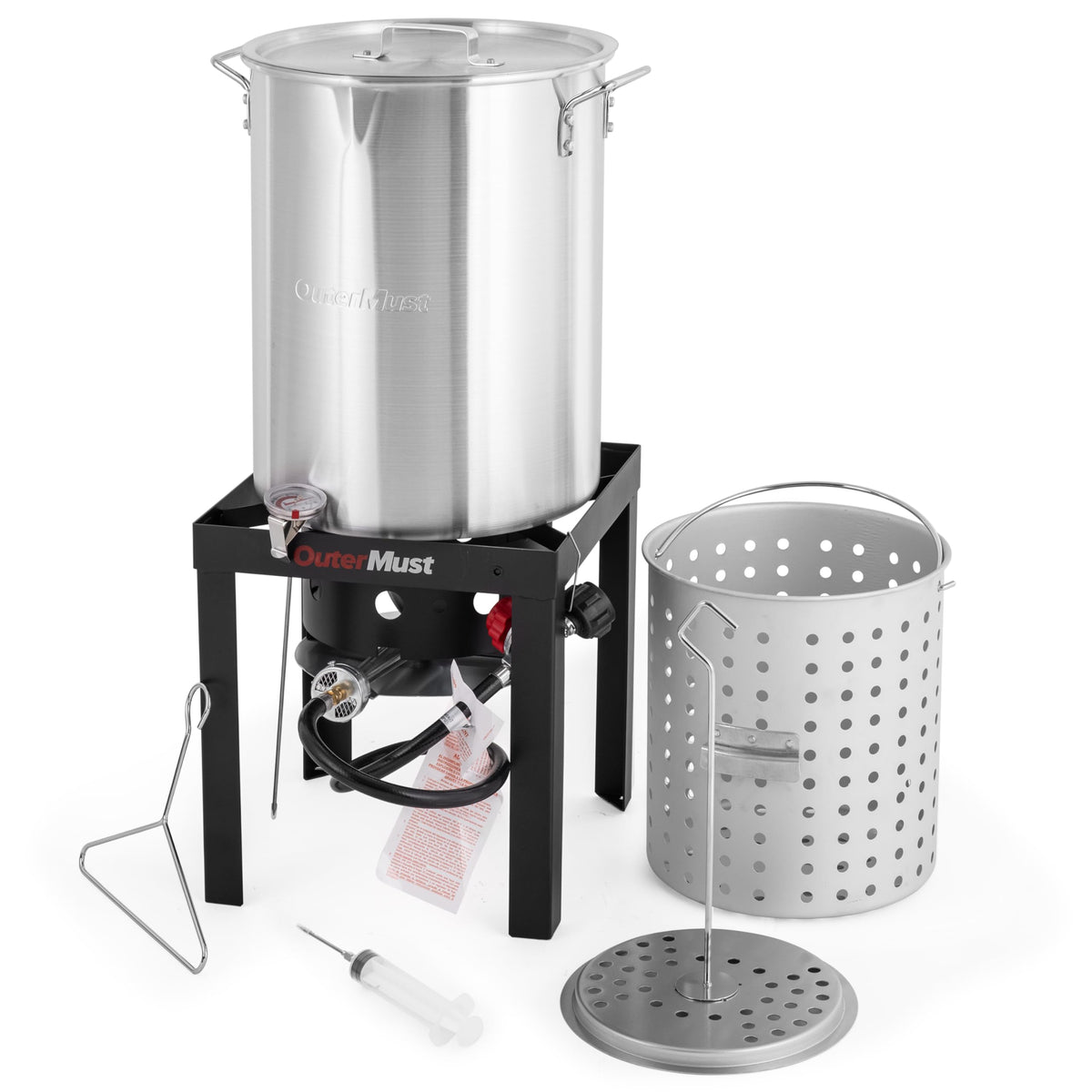 OuterMust 30 qt turkey fryer pot ready for large batch cooking and frying.