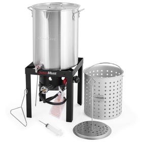 OuterMust 30 qt turkey fryer pot ready for large batch cooking and frying.