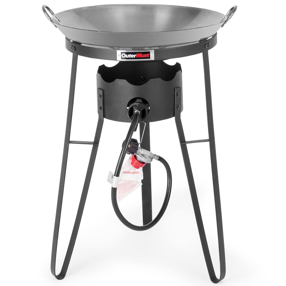 OuterMust outdoor cooker with wok burner in action for backyard cooking