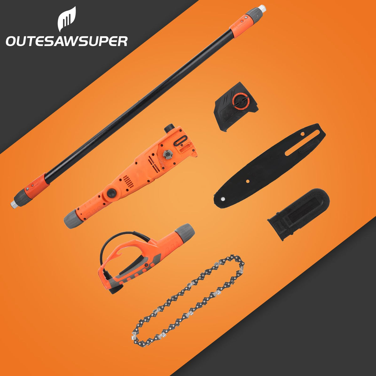 OUTESAWSUPER 8-inch guide bar and chain ready for pruning