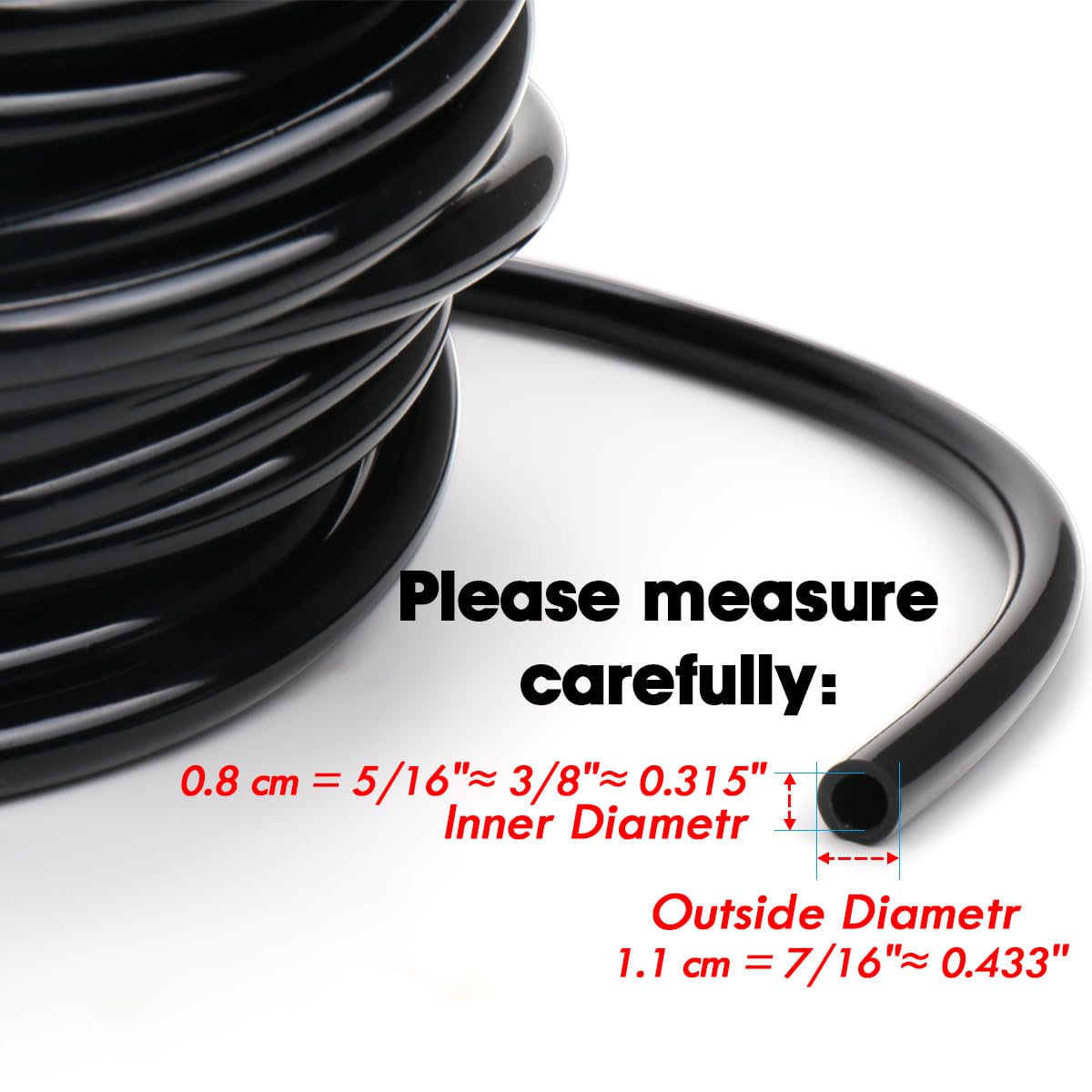 Outfandia 3/8in blank distribution tubing ready for installation with drip emitters.