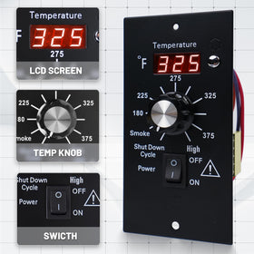OUTGIK Front panel with P-setting button for easy mid-grill adjustments