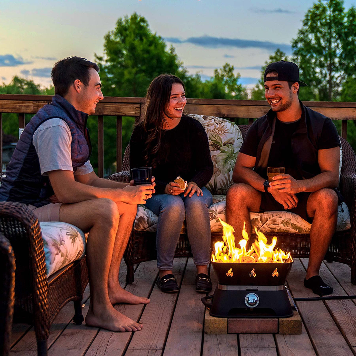 Outland Living Firecube 14-inch footprint fits small patios.