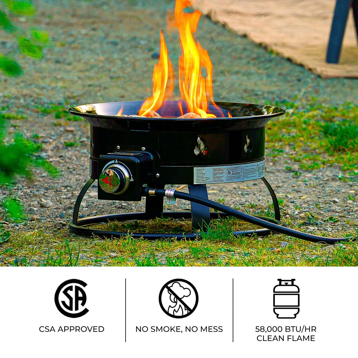 Outland Living CSA-certified firebowl designed for safer outdoor use.