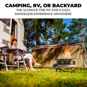 Outland Living portable firepit enabling easy setup for camping and tailgating.