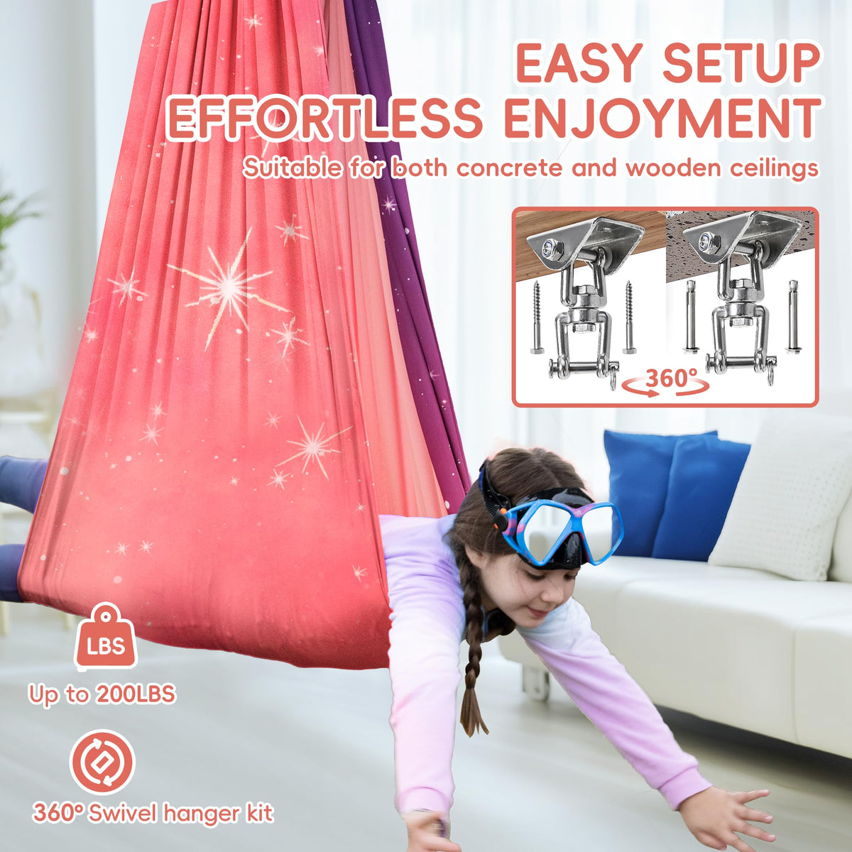 OUTREE Sensory Swing adjustable straps for safe, customizable height