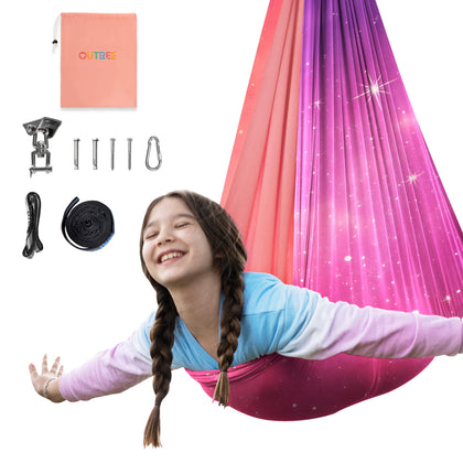 OUTREE Sensory Swing pink starry sky design for calm indoor play