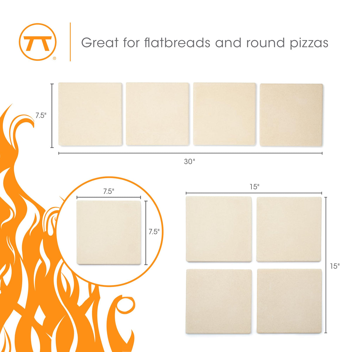 Outset oven and grill ready pizza stone set displayed for cooking versatility