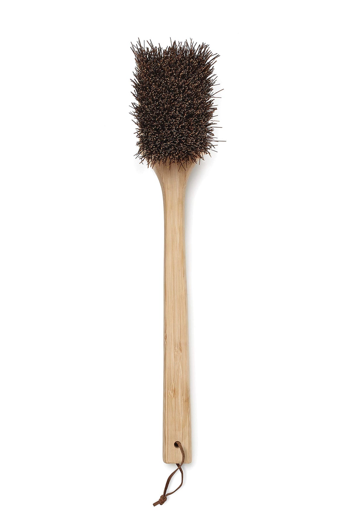 Outset Palmyra bristles BBQ brush highlights durable wood handle for long lasting use.