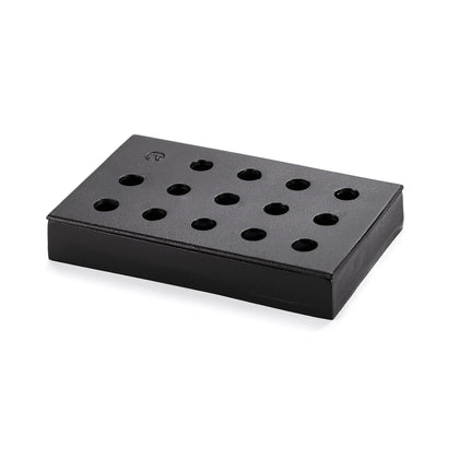 Outset Q177 smoker wood chip box cast iron top lid boosts smoky flavor
