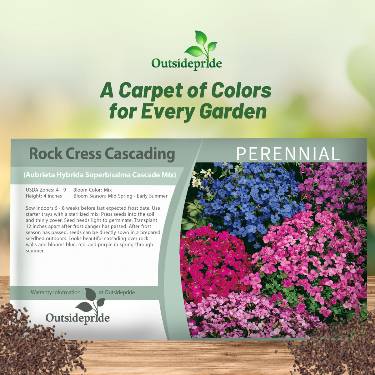 Outsidepride cascade blooms in blue, red, purple for rock walls