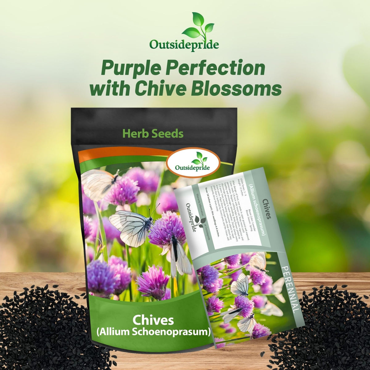 Outsidepride chives seeds germinating in soil; about 21 days at 70°F