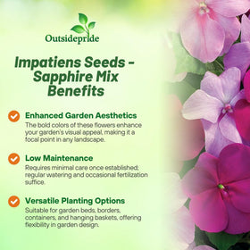Outsidepride Xtreme Sapphire Mix Impatiens compact 8–10 inch plants for small spaces