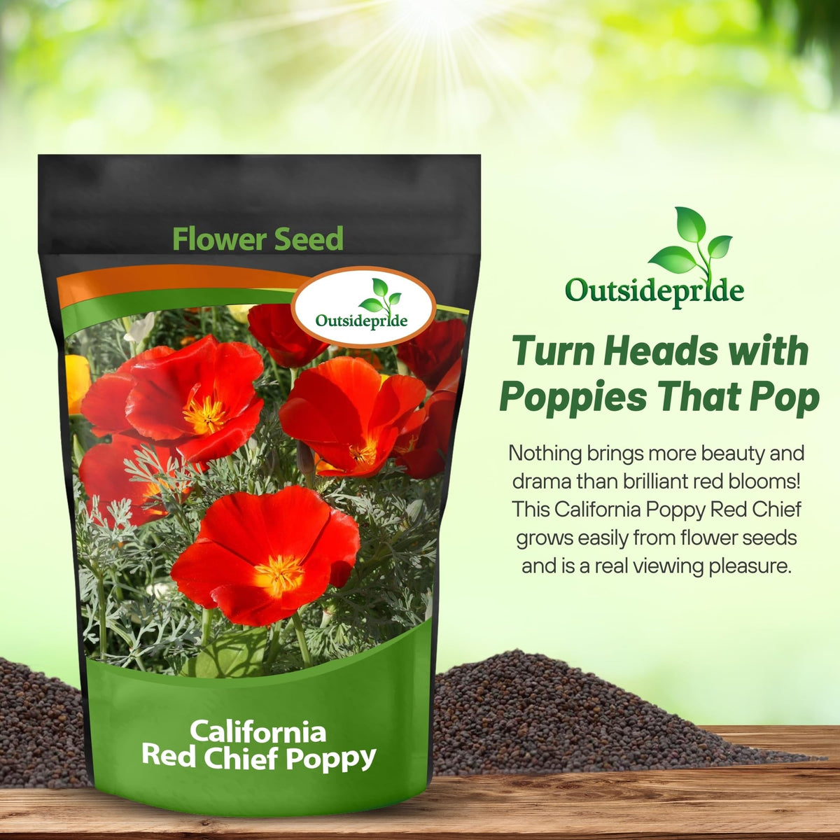 Deer-resistant foliage shown as hardy Outsidepride poppies stand strong