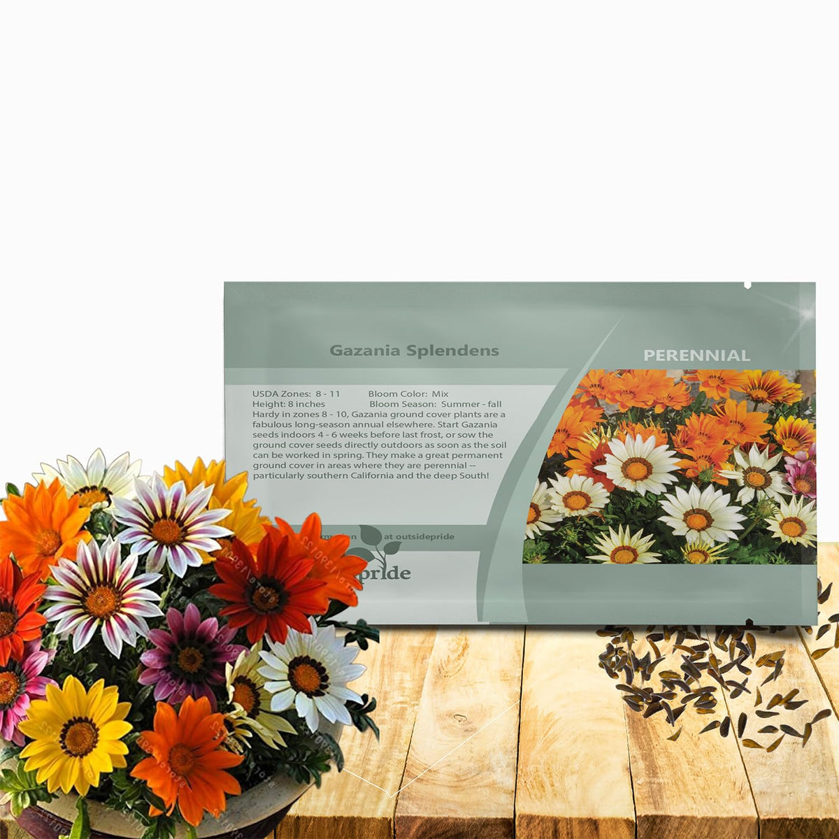 Outsidepride Gazania mixed seeds collection shows diverse colors for vibrant summer garden.