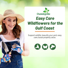 Outsidepride Gulf Coast wildflower seed mix sun-shade-ready display with vibrant blooms.