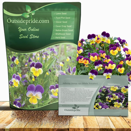 Outsidepride Johnny Jump Up Viola seeds packet ready for outdoor planting, colorful borders ahead