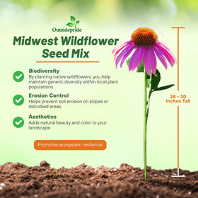 Outsidepride Midwest Wildflower Seed Mix ready for broadcast sowing with quick color.