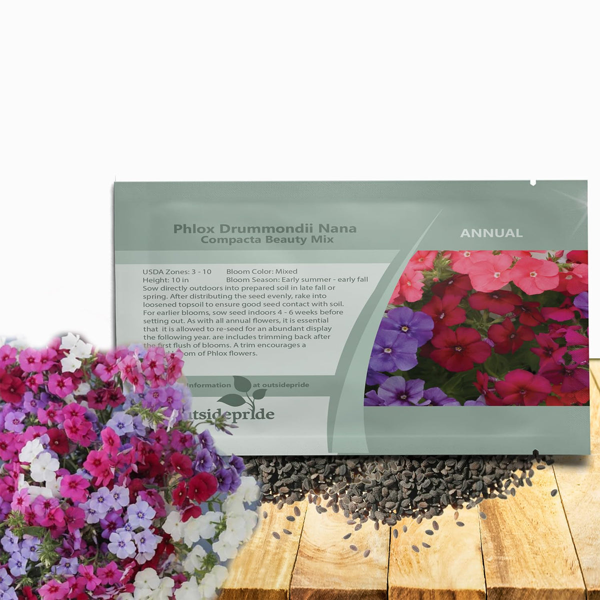Outsidepride Mix Phlox Seeds display vibrant bloom colors for stunning garden borders.