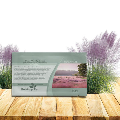 Outsidepride pink muhly ornamental grass seeds for vibrant late-season color in borders.