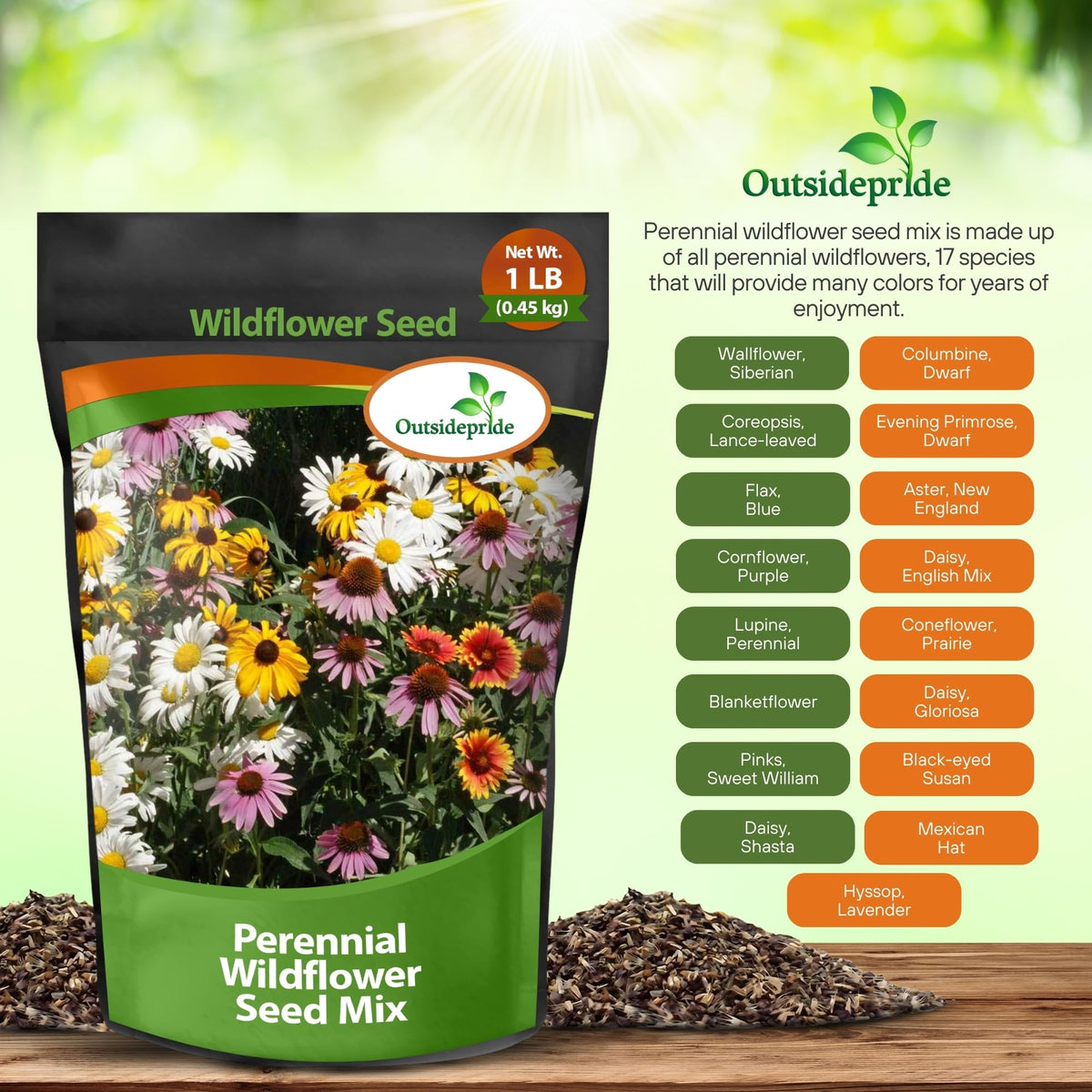 Broadcasting seeds into prepared soil for thriving perennial blooms with Outsidepride.
