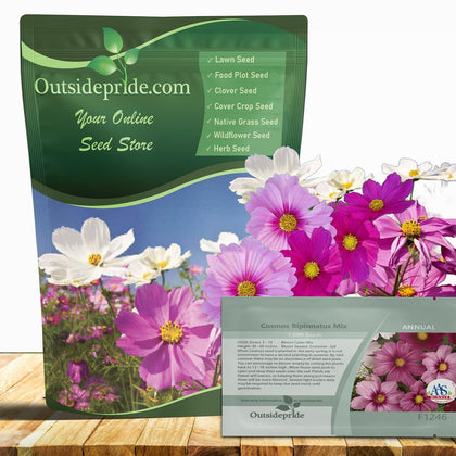 Outsidepride Sensation Mix Cosmos Bipinnatus seeds pack ready for border planting.
