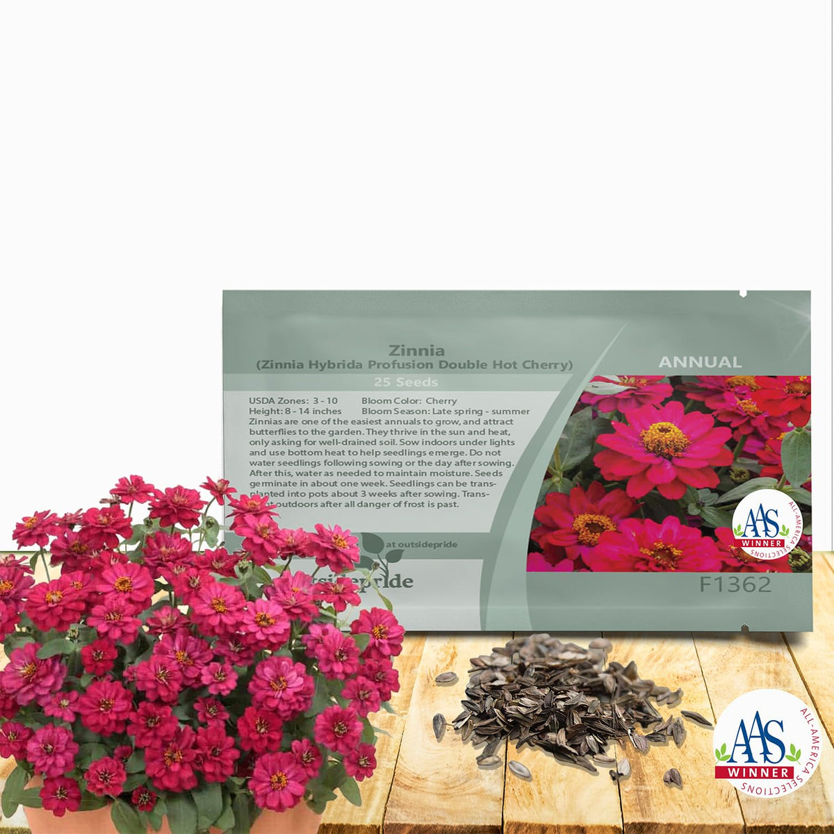 Outsidepride zinnia seeds profusion double hot cherry bloom adding bold garden color