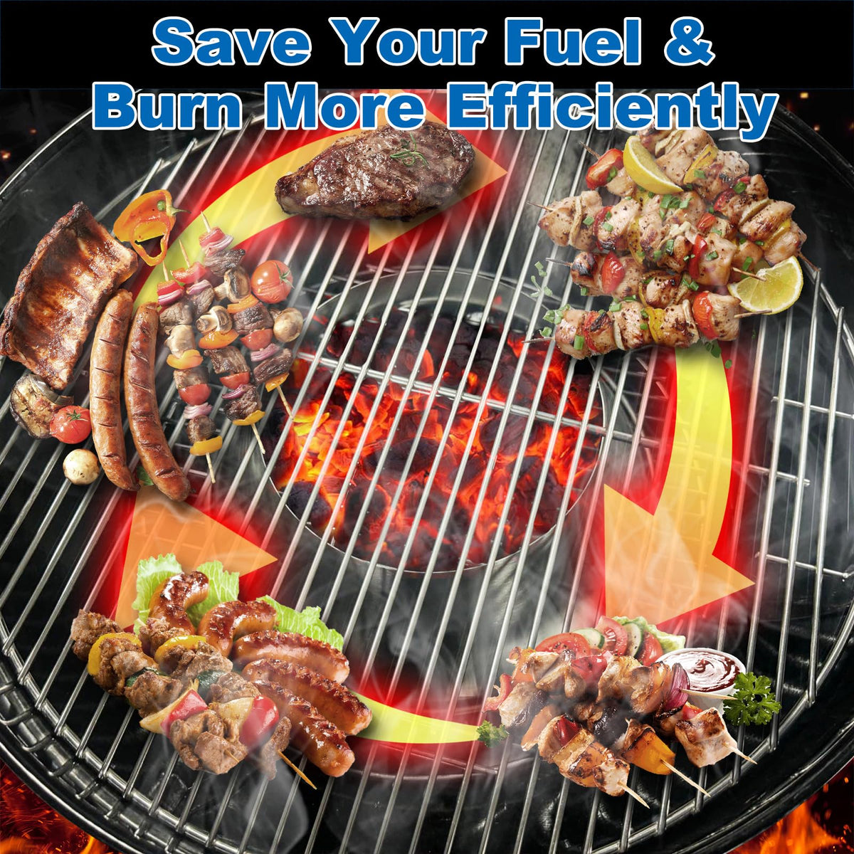 Four cooking modes offer versatility: smoking, direct grilling, searing, radiant heat.