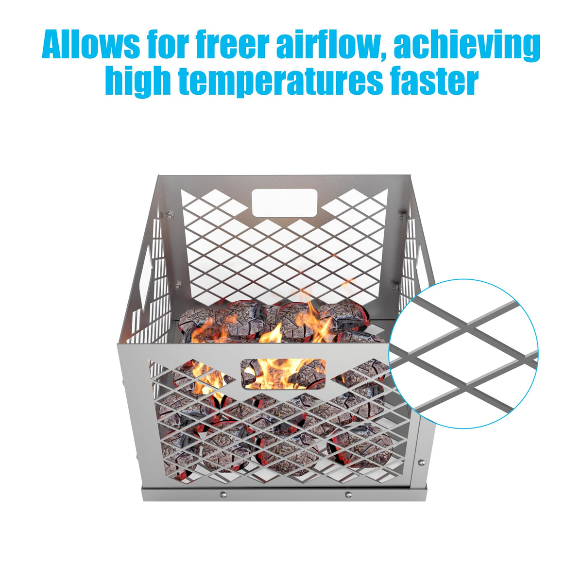 Outspark Charcoal Fire Box Basket offers easy assembly and cleaning.