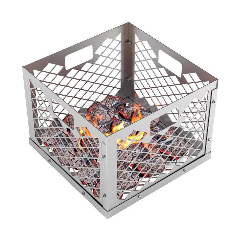 Outspark Charcoal Fire Box Basket fits Oklahoma Joe's offset smoker for even heat and easy loading.