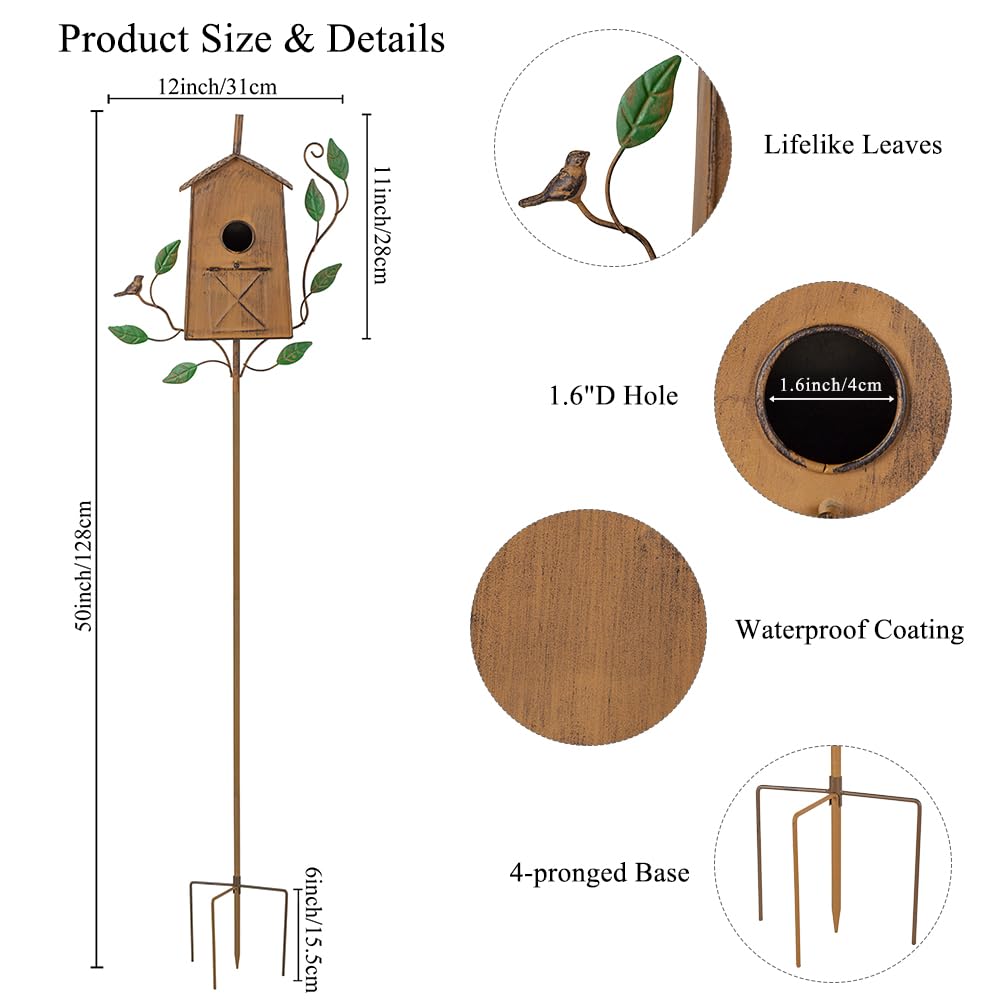 Outstaues four-pronged stable base anchors the bird house securely