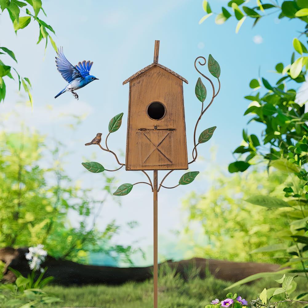Outstaues patio garden bird house adds charm to outdoor spaces