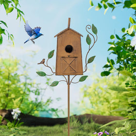Outstaues patio garden bird house adds charm to outdoor spaces