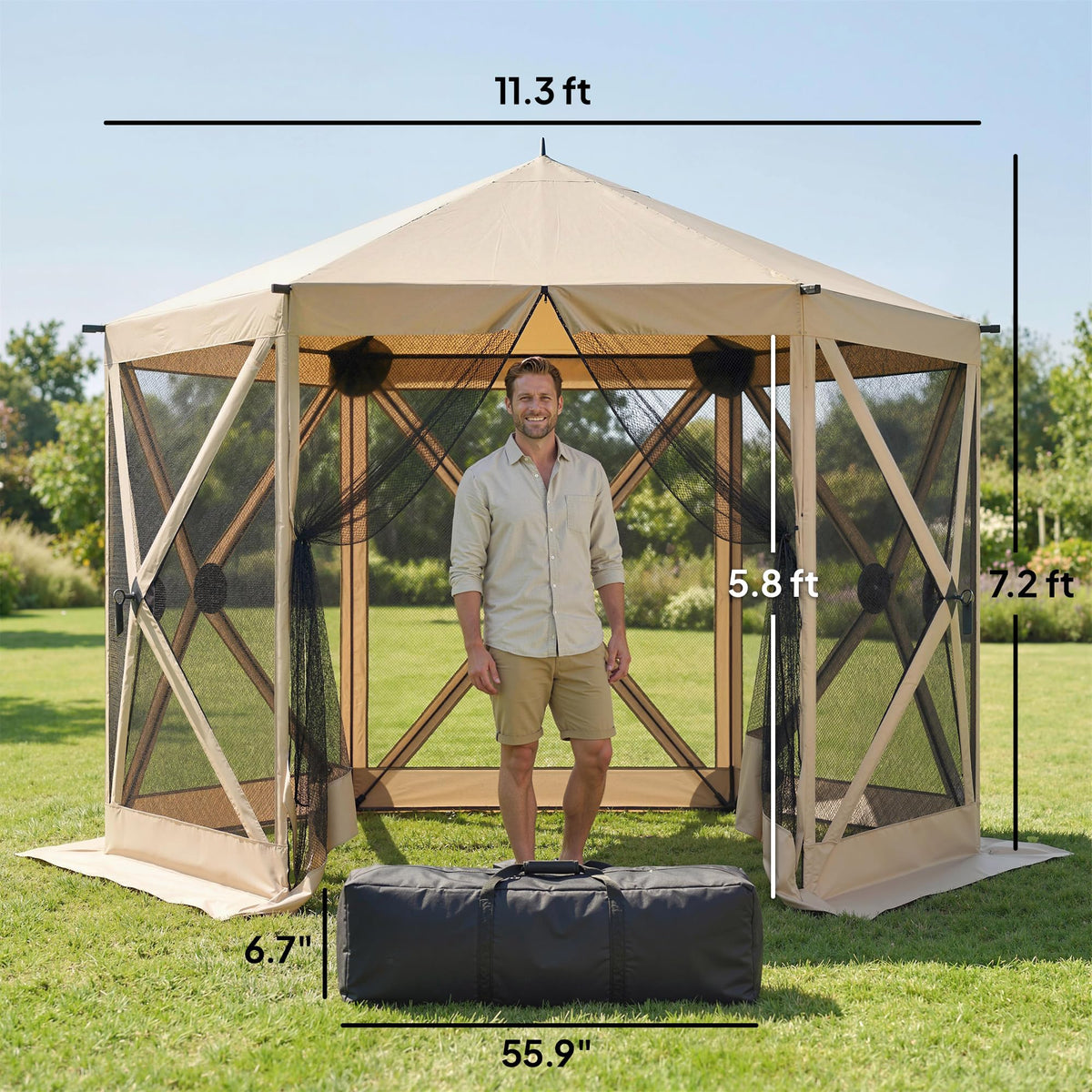 Outsunny 10x11 pop up gazebo ground stakes secure the shelter on soft ground.