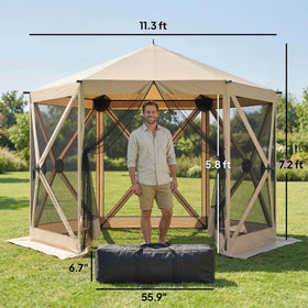 Outsunny 10x11 pop up gazebo ground stakes secure the shelter on soft ground.