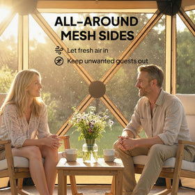 Outsunny 10x11 pop up gazebo fiberglass frame offers lightweight stability.
