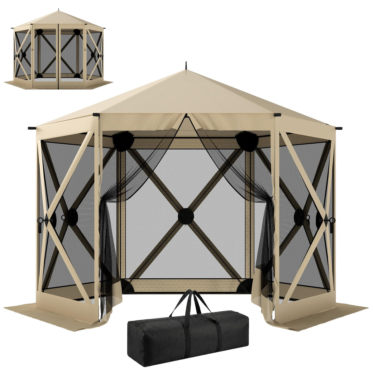 Outsunny 10x11 pop up gazebo setup demonstrates quick one-minute assembly for outdoor gatherings.