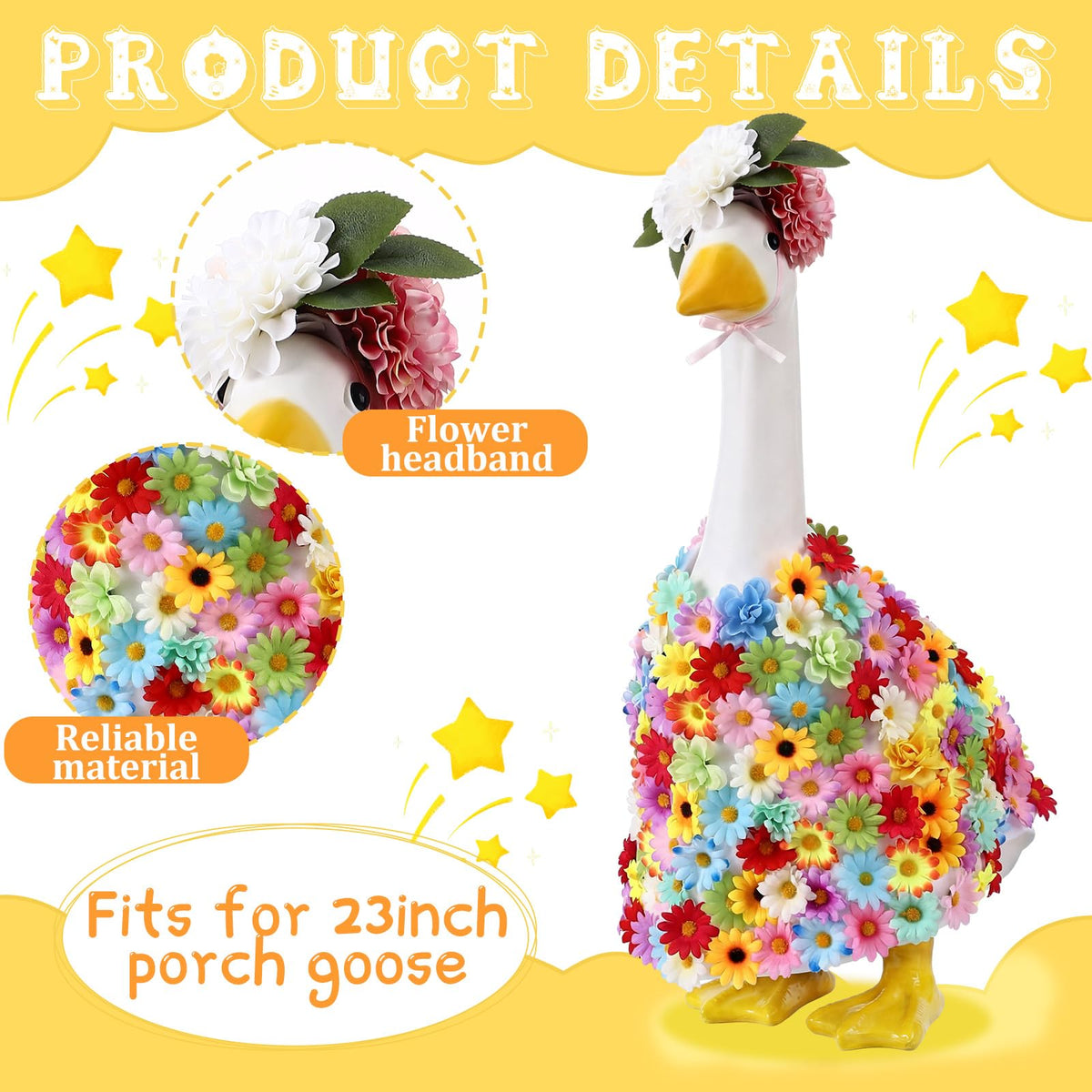 Outus 23-inch goose clothes fit cement and plastic porch geese securely