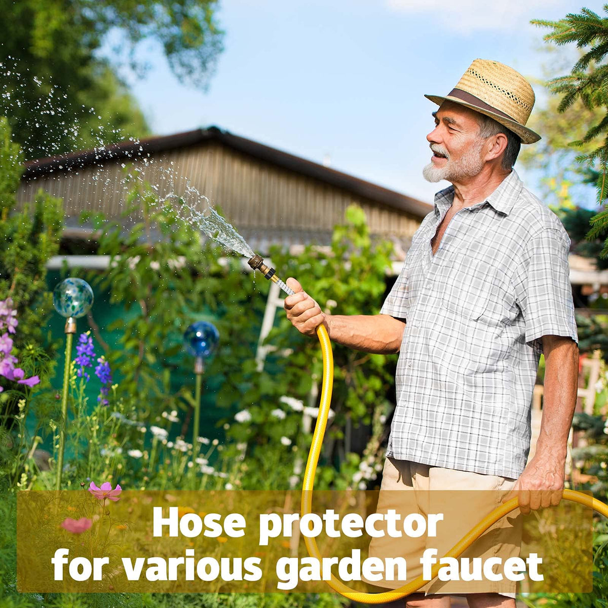 Outus anti-kink water connection protects hoses during gardening and car wash.