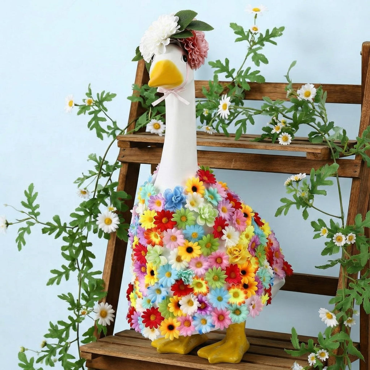 Outus floral headband goose costume adds garden charm