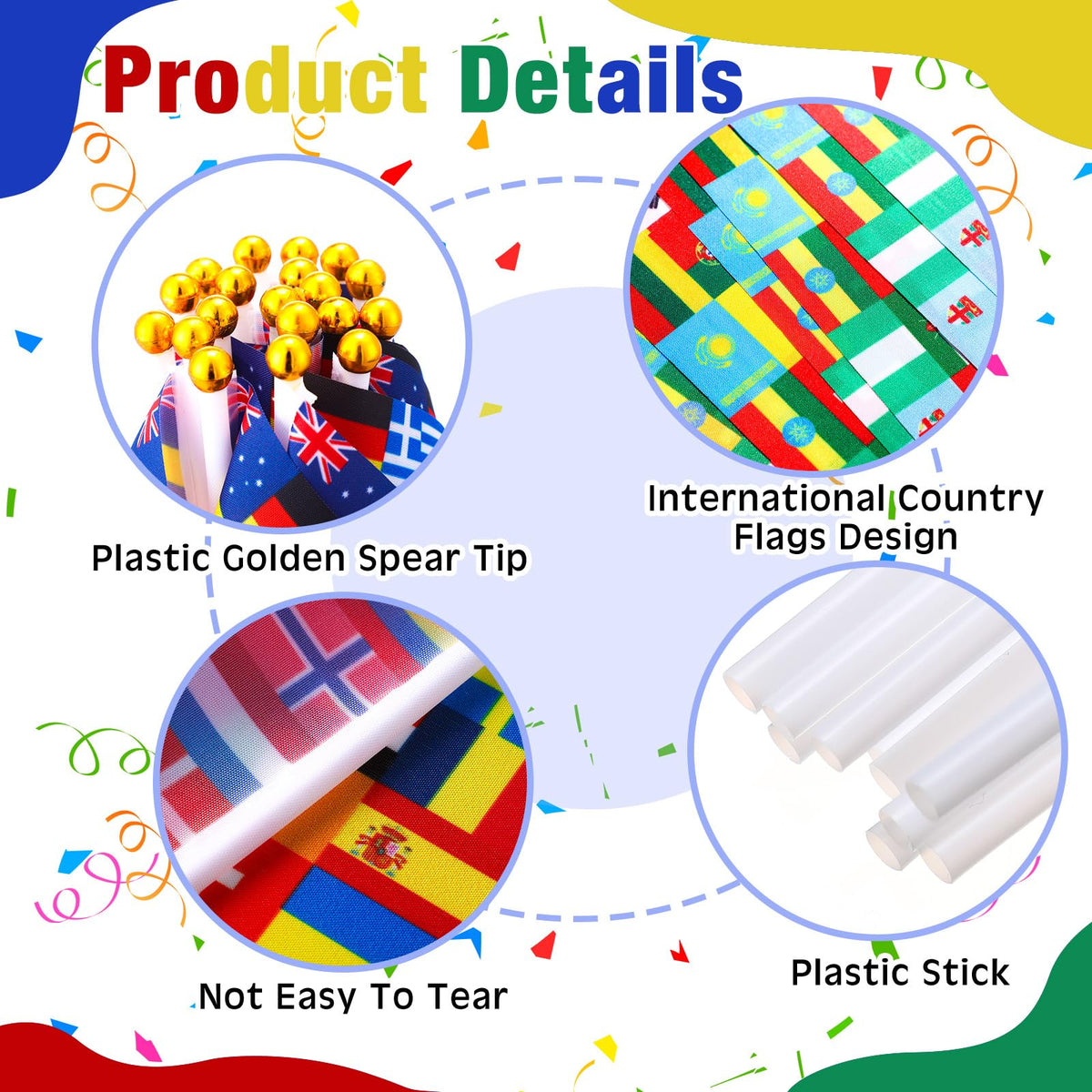 Outus handheld flags on sticks provide bright color indoors