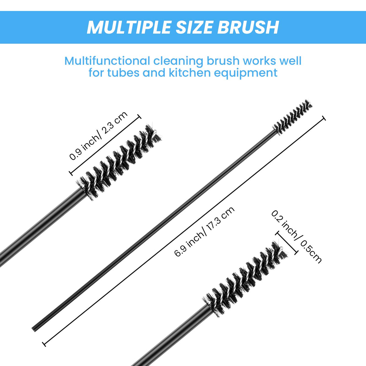 Outus mini nylon bristle brushes provide safe, flexible scrubbing for tubes and jewelry