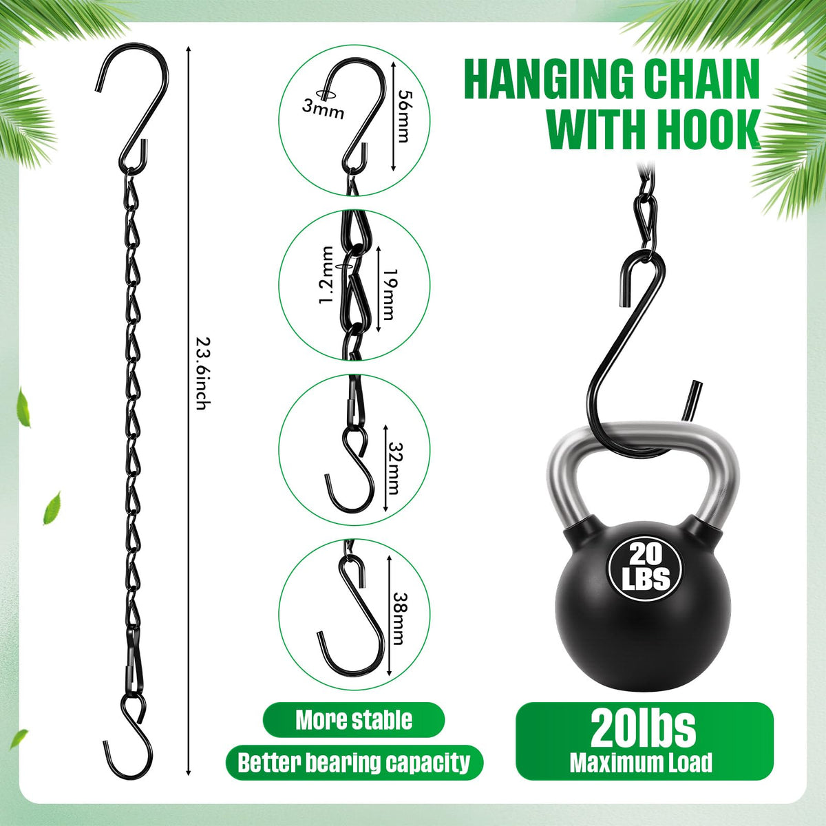 Outus plant basket hanging chain suspending a planter on a porch