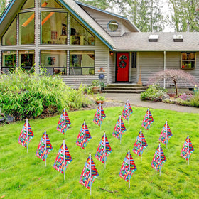 Outus polyester flags with sticks offer durable, wrinkle resistant decor
