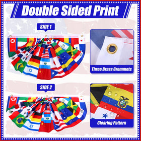 Outus polyester world flag decorations offer durable, reusable decor.