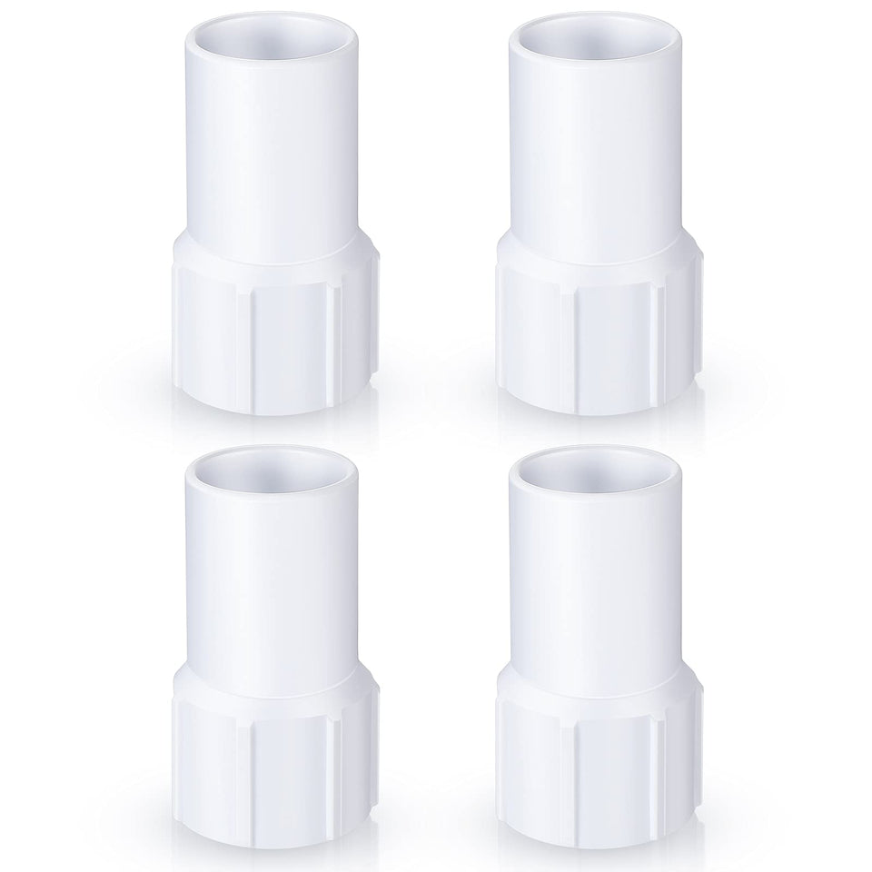 Outus pool vacuum hose cuff with 1-1/2 inch threads, side view.