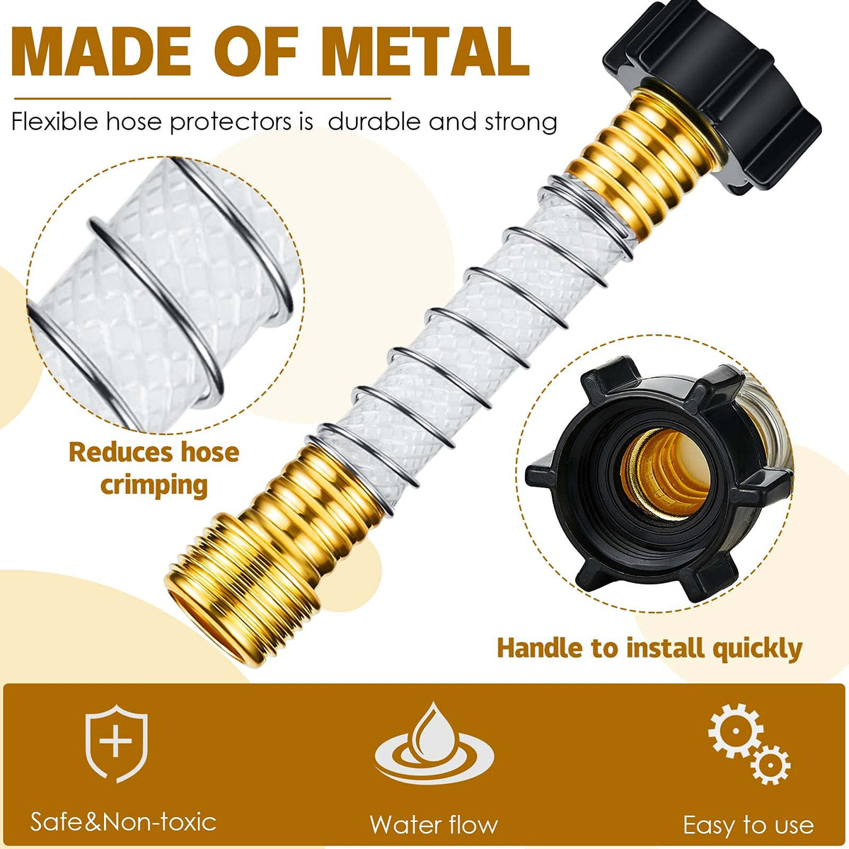 Outus RV camping hose extension protection for smoother water flow at faucets.