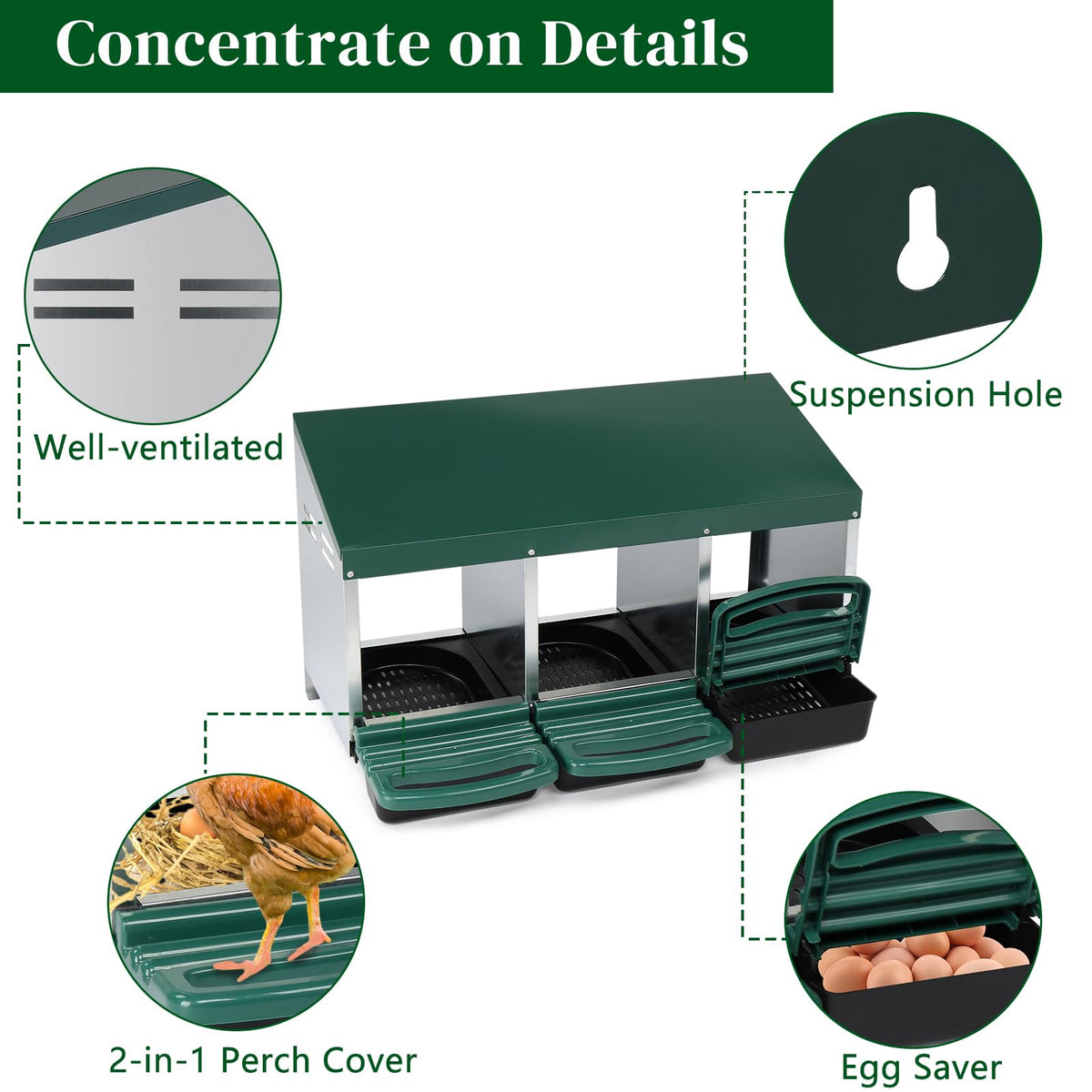 Outvita egg tray angle aids clean, non-rolling egg collection.