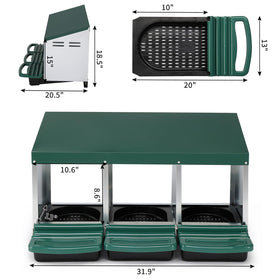 Outvita galvanized steel nesting box resists dirt and cleans easily.